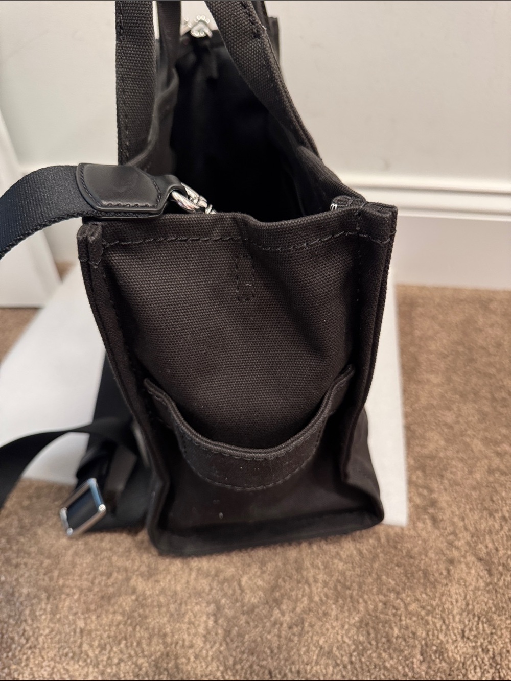 Marc Jacobs Black 'The Tote Bag' Canvas crossbody shoulder tote bag - Picture 2 of 6